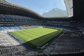stadium with mountain