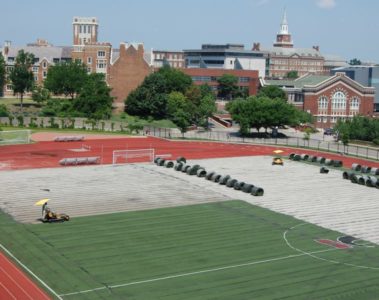 Rolling synthetic turf
